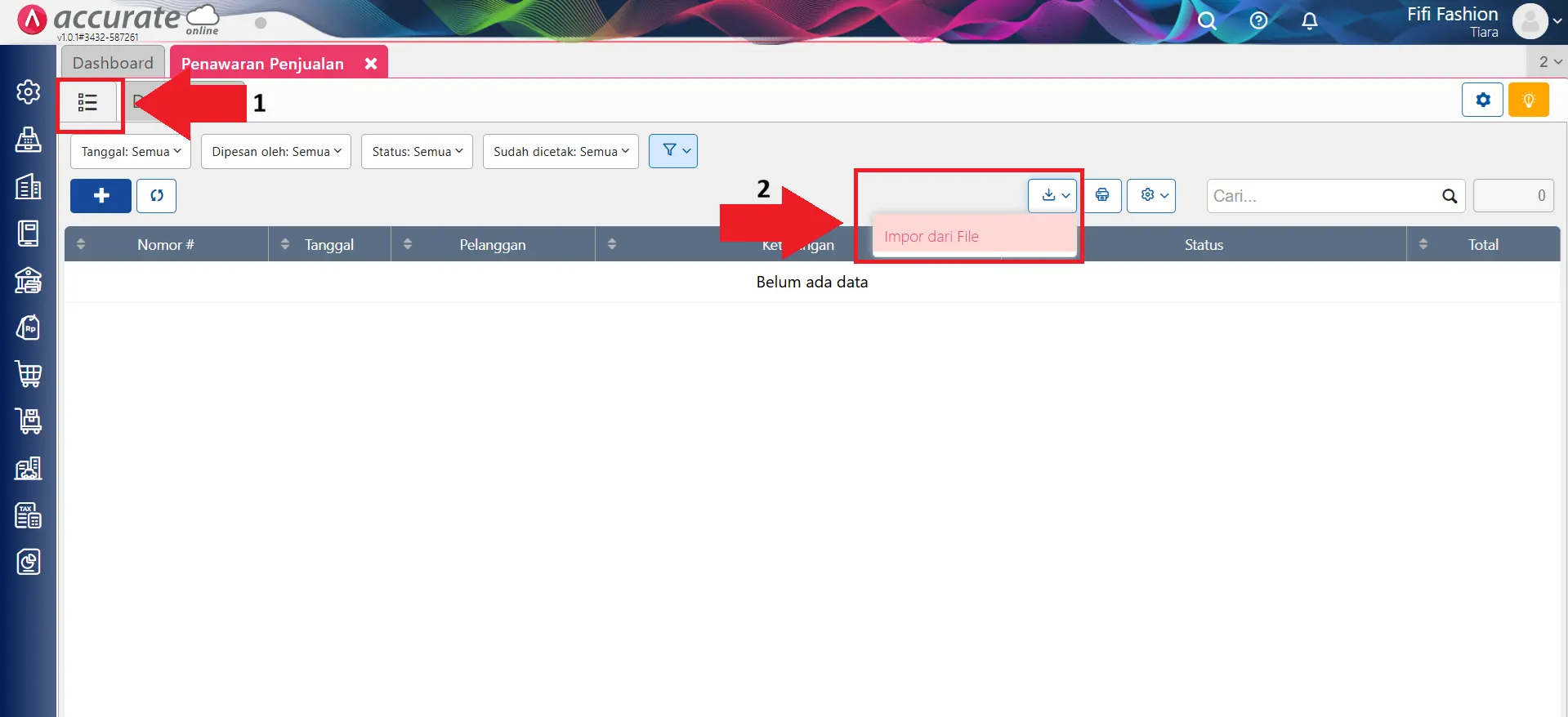 impor transaksi penawaran penjualan